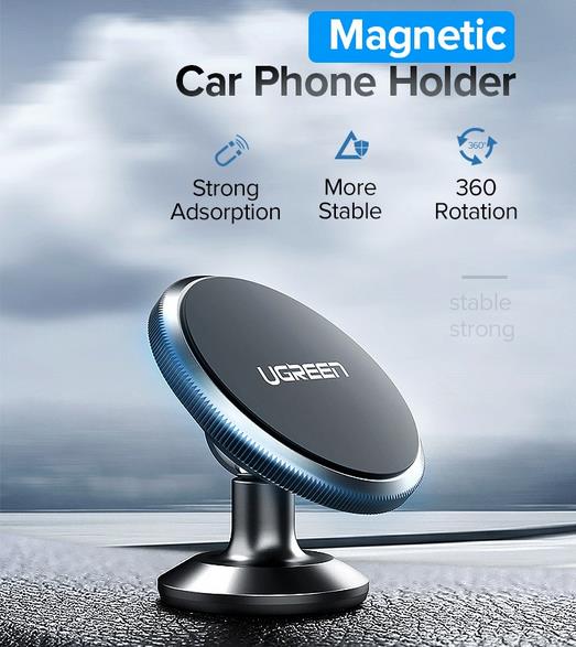  Universal Magnetic Car Phone Holder Stand Alloy Dashboard Car Mount - Space Gray  